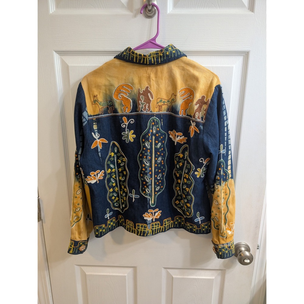Sandy Starkman Denim Jacket Women's Embroidered Art‎ Wear Folkloric - Size M - Picture 2 of 6